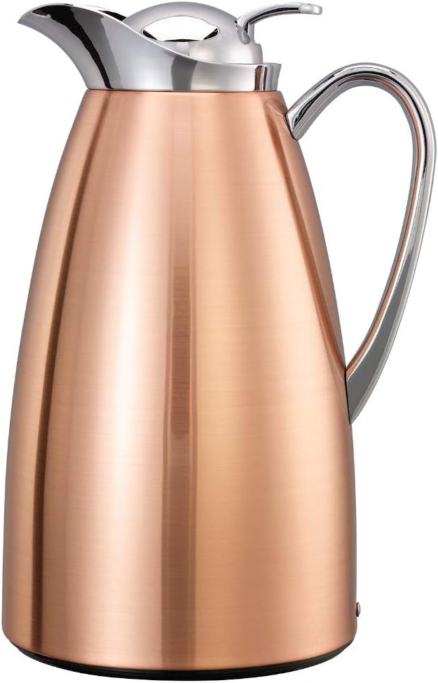 Service Ideas CJZ1CP Classy Vacuum Carafe, 1 Liter Capacity, Copper, Brushed Finish (Case of 6)