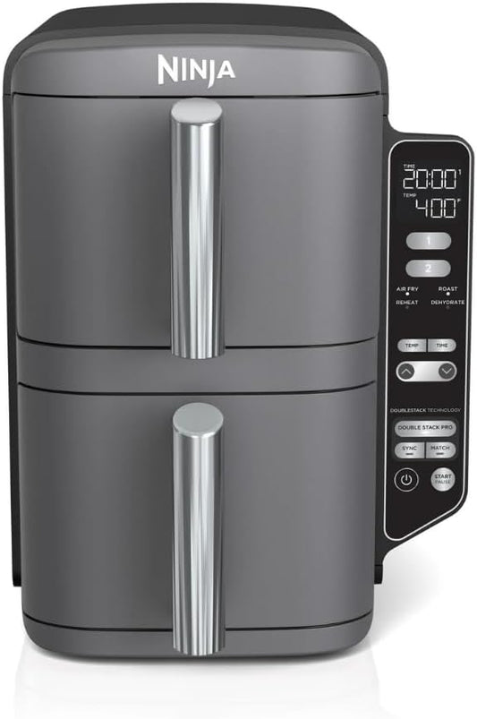 Ninja DoubleStack XL 10-Quart 2-Basket Air Fryer – 6-in-1 Functionality: Air Fry, Broil, Roast, Bake, Reheat, Dehydrate; Space-Saving Design; Independent Cooking Zones
