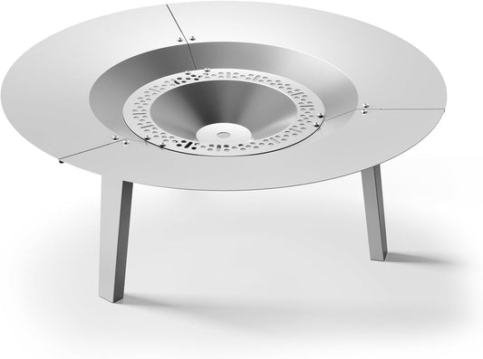 TURBRO Fireside Pluto Heat Deflector for 19/19.5in Firepit and R19 Fire Pit, Redirects Heat Outward, 304 Stainless Steel Accessory with Handles and Foldable Legs, for Outdoor and Patio Use