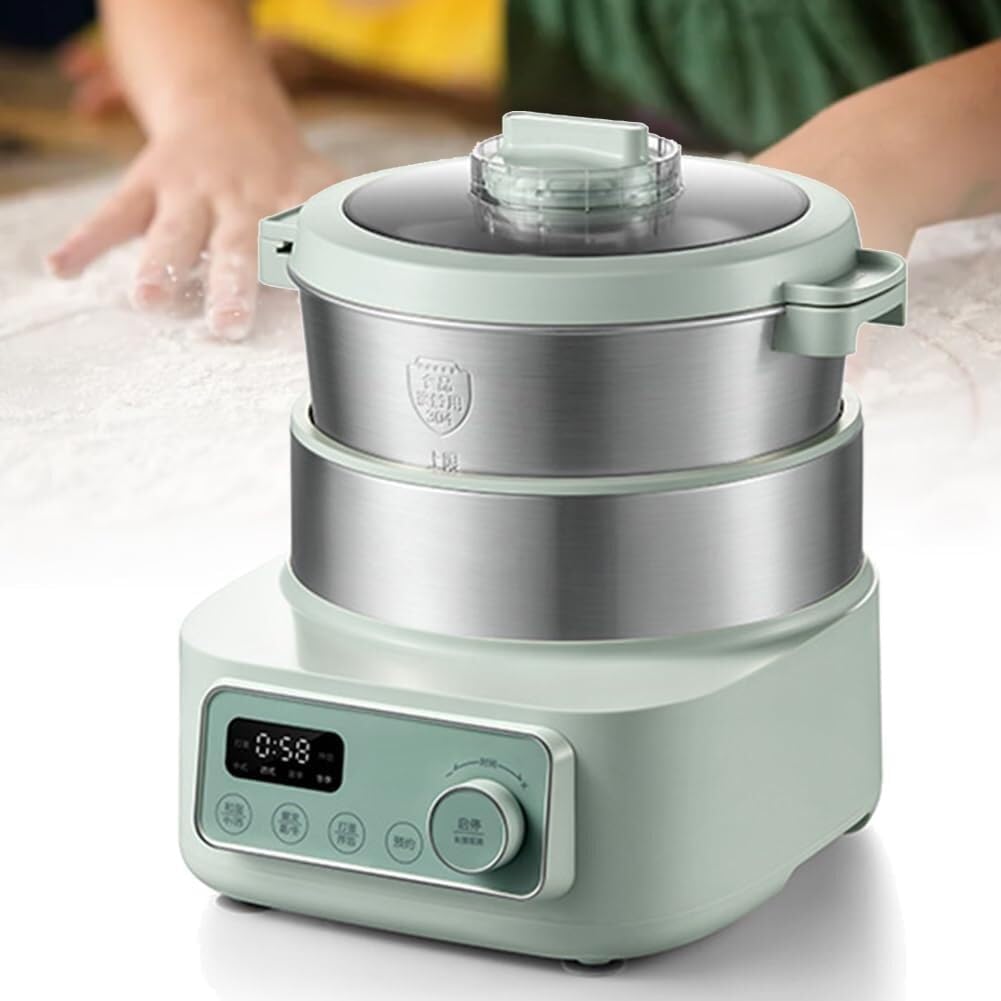 Electric Kitchen Dough Kneading Mixer Machine, Small Automatic Dough Making Machine, Desktop Mixer Dough Kneading Machine, for Schools Bakeries Restaurants Pizzerias(Green,3.5L)