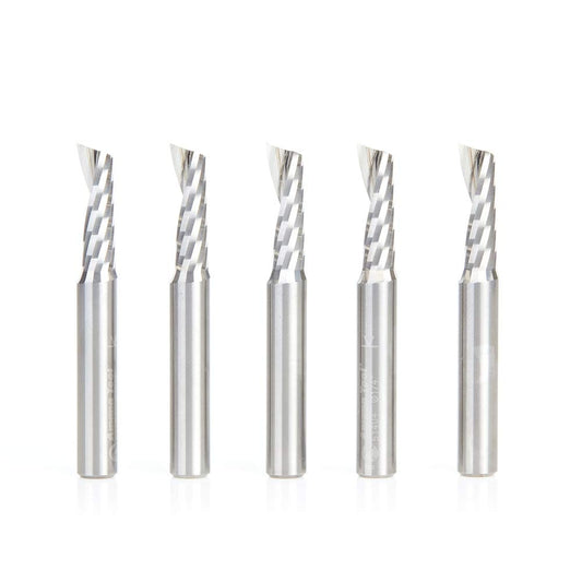 Amana Tool 51404-5 5-Pack CNC SC Spiral O Flute Plastic Cutting 1\/4 D x 3\/4 CH x 1\/4 SHK x 2 Inch Long Up-Cut Router Bits with Mirror Finish