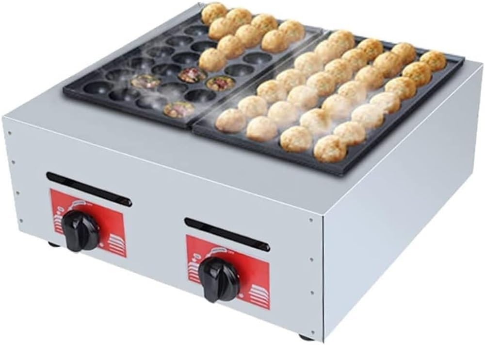 Commercial Takoyaki Maker, 56Holes Per Time Commercial Dual Plate Gas Ta-koyaki Maker