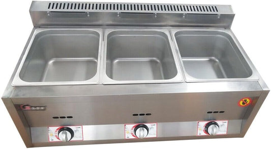 LYNICESHOP Commercial Deep Fryer, 3 Pan Gas Fryer Deep Fryer Countertop Gas Fry Stainless Steel Gas Tank Kitchen Frying Machine Countertop Oil Fryer for Home Kitchen Restaurant (3 Pan)