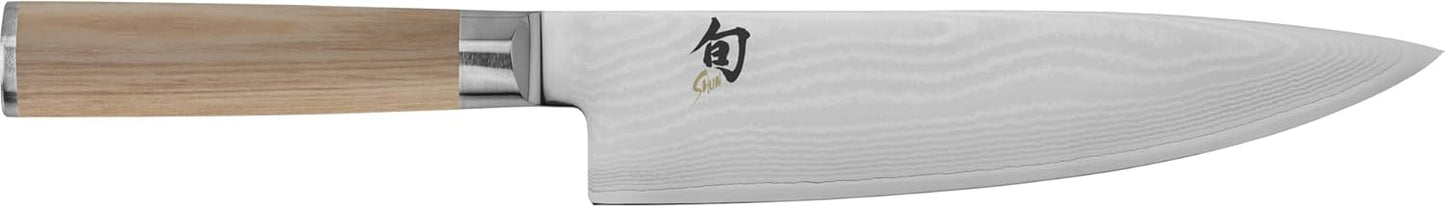 Shun Classic Blonde 8" Chef's Knife, Handcrafted Japanese Kitchen Knife for Professional and Home Chefs, VG-MAX Core with Damascus Stainless Steel Cladding, Pakkawood Handle