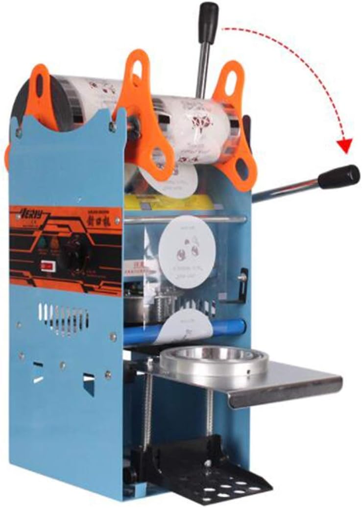 ele ELEOPTION 270W Electric Handheld Semi Automatic Bubble Tea Cup Sealing Machine Cup Sealer 300-500 Cups/hr for Coffee/Milk Tea Cup Smoothies Sealer