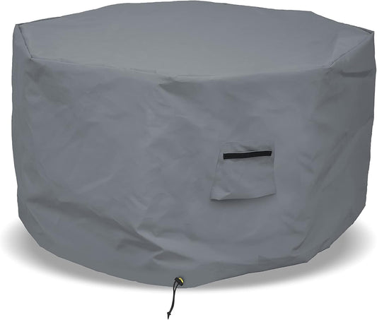 Octagon Fire Pit Cover 12 Oz Waterproof - 100% Weather Resistant Outdoor Fire Pit Table Cover with Air Pocket & Drawstring for Snug Fit (20" H x 42" D, Grey)