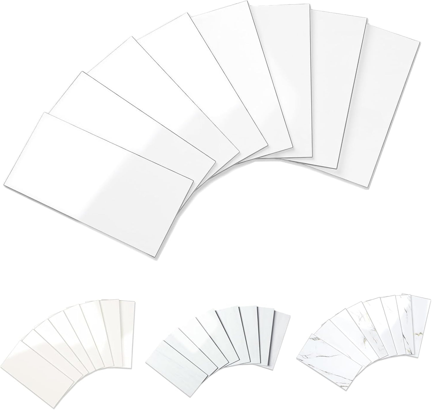 Yipscazo 2025 New Upgrade 100 Pieces Peel and Stick backsplash 3 x 6 Inches 3D PVC Composite Wall Tile Stick on Backsplash Tile for Kitchen Bathroom, Laundry Room, Fireplace in Polished Marble White