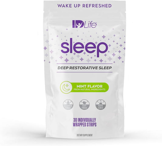 IDLife - Sleep Aid for Grown-Ups - Non-GMO - Non-Habit Forming - Gentle Blend with Melatonin, L-Theanine, and 5HTP - 30 Individually Wrapped Strips