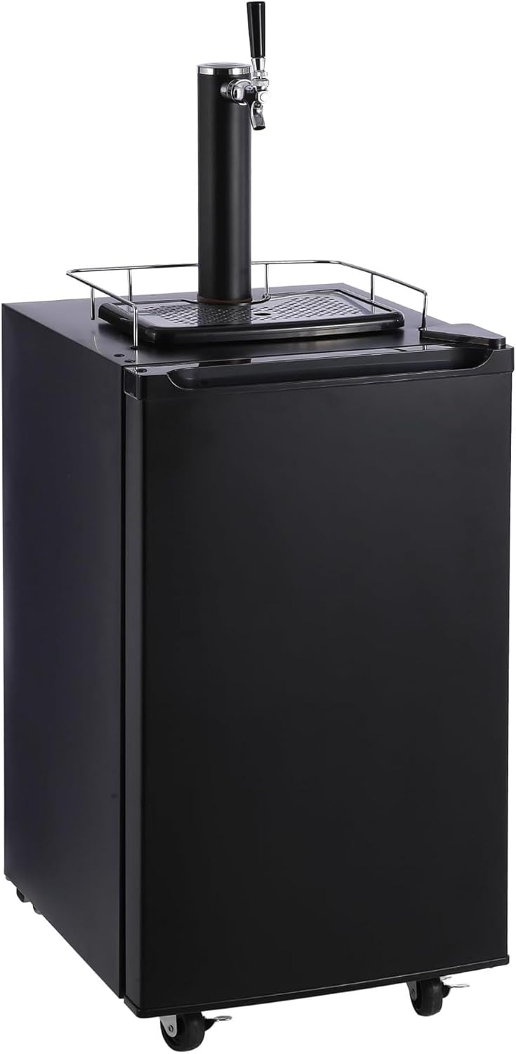 3.4 Cubic Feet Single-Tap Kegerator with Stainless Steel Finish, Drip Tray, and Versatile Features