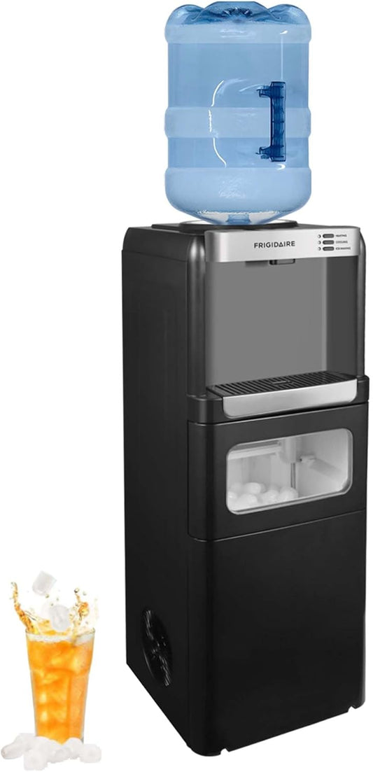 Frigidaire 3-in-1 Ice & Water Machine \u2013 Hot or Cold Top-Load Water Cooler Dispenser for 5 Gal Bottle \u2013 Built-in Bullet Ice Maker \u2013 Compact, Black