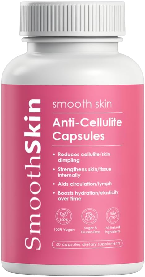 Smooth Skin & Circulation Support Capsules, Plant-Based Dietary Supplement, Helps Reduce Appearance of Cellulite, Supports Skin Elasticity, 60 Vegan Capsules, Gluten-Free, Sugar-Free