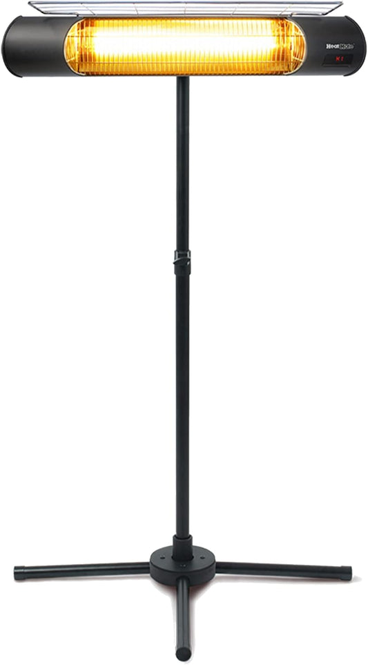 Sengoku HeatMate Weatherproof Outdoor Graphite Heater with Tripod Stand and Remote Control for Decks, Patios, and Backyard Areas, Black
