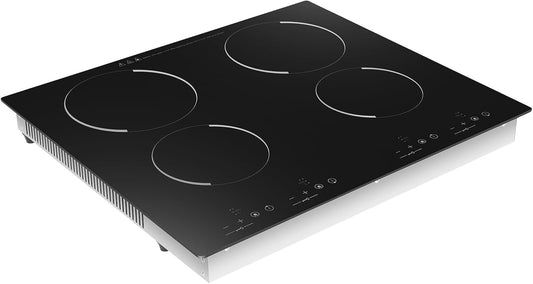 4 Burner Electric Cooktop with LED Display Screen, 3000W Portable Electric Built-in Stove, 23.4 Inch Ceramic Stove Top with 9 Heating Level, Timer, Child Lock, Intelligent temperature Control