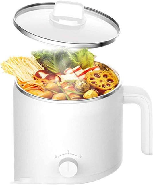 HHWKSJ Electric Noodle Pot,Electric Hot Pot,Rapid Noodles Cooker, 1.2L Electric Cooker,Mini Steamer,Non-Stick Casserole, Suitable for Noodles,Eggs, Dumplings, Soup, Porridge
