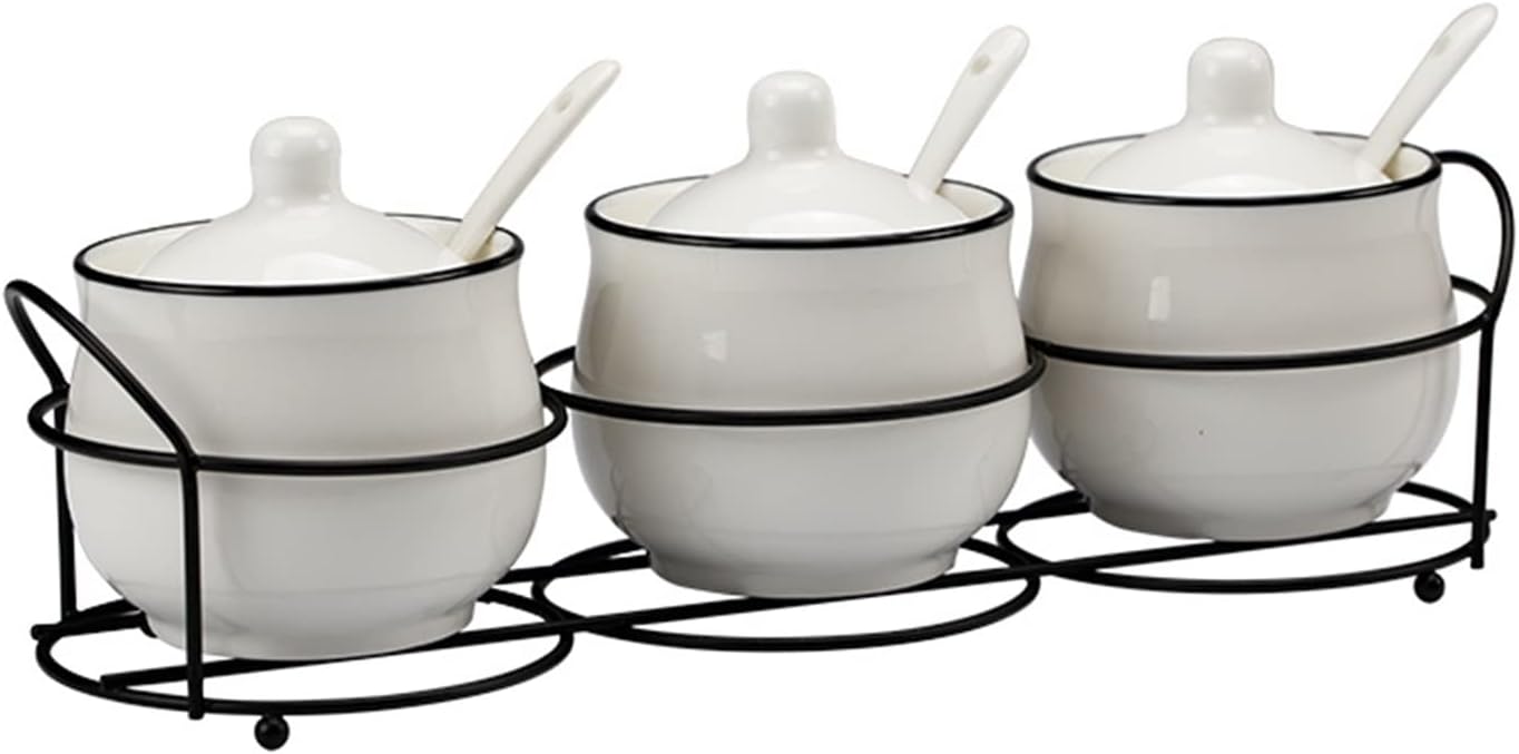 Spice Jars with Label Ceramic Seasoning Box, Seasoning Bottle, Spice Pot Set, Kitchen Appliance, Household Set