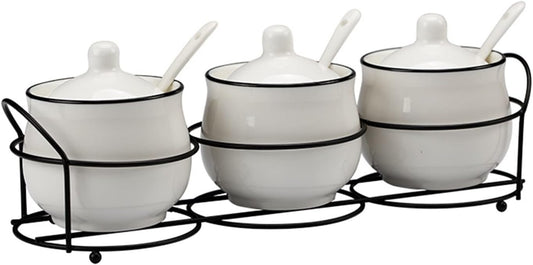 Spice Jars with Label Ceramic Seasoning Box, Seasoning Bottle, Spice Pot Set, Kitchen Appliance, Household Set