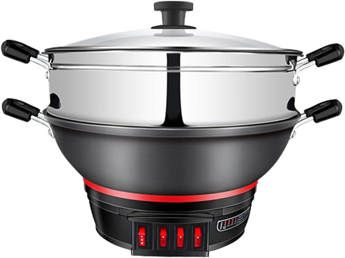 Electricity Heat Pan, Cooking Stew Integrated Electric Steamer, Multi-Function Household Cast Iron Electric Pan (36CM)