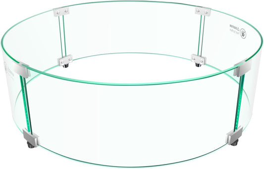 Pariplus Fire Pit Wind Guard - 23" x 23" x 7" Round Glass Wind Guard for Outdoor Gas Fire Pit Table, Clear Tempered Glass with Hard Aluminum Brackets, Easy Assembly