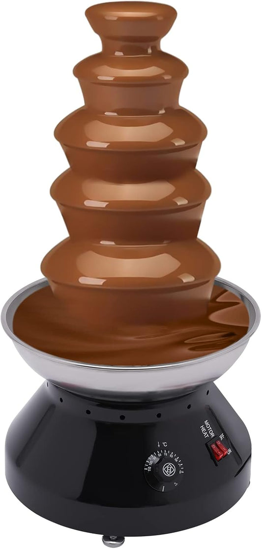 5 Tiers Commercial Hot Luxury Chocolate Fountain,110V 230W Electric Stainless Steel Fondue Tower Machine,3L Capacity Chocolate Melting Machine for Cheese Liqueurs Party Wedding