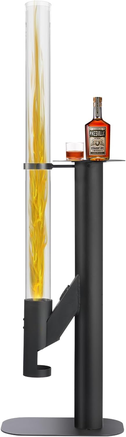 Rayzi 67 Inch Outdoor Pellet Heater, Patio Heater Wood Pellet Stove, Pellet Fire Pit for Outdoor - Smokeless Wood Pellet Burning Flame, Outside Backyard Bonfire, Fireplace for Camping Garden Picnic