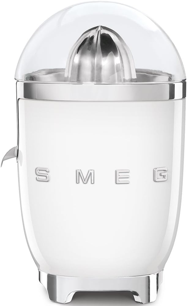 SMEG CJF11 Citrus Juicer – Retro Style Electric Juicer with Stainless Steel Reamer, Anti-Drip Spout & BPA-Free Dome Lid – Easy Clean, One-Touch Operation-White