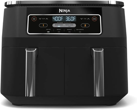 Ninja Foodi 4-in-1 8-Quart 2-Basket Air Fryer with DualZone Technology – Air Fry, Roast, Reheat, Dehydrate; Independent Cooking Zones; Dishwasher Safe