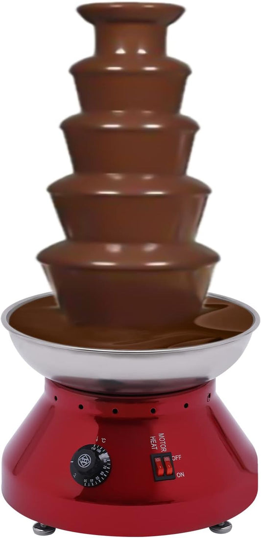 Commercial Chocolate Fountain Machine 5 Tiers Stainless Steel Electric with Digital TempeRodenture Control 86-230℉, 230W Power, 7lbs Capacity for Parties Weddings Birthdays Gatherings Bakery Rental