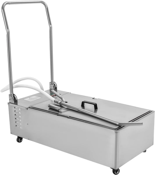 Mobile Fryer Filter Machine, 370W 110V 55L/14.53 Gal Commercial Oil Filler Cart Truck Separator 201 Stainless Steel Cooking Oil Filtration System with 13L/3.43gal Pump for Supermarket Restaurant