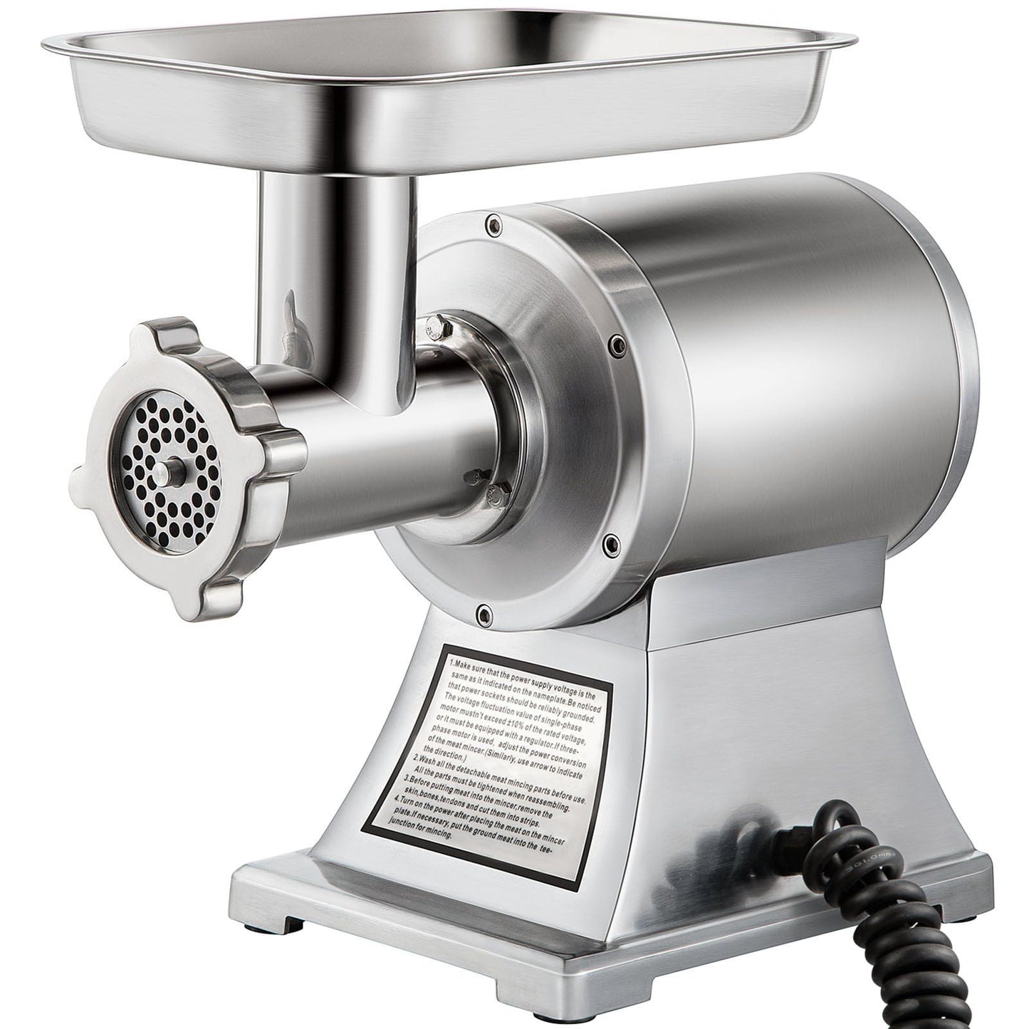 550LB/h Industrial Meat Grinder, 1100W Commercial Mincer, Stainless Steel, 220 RPM, Includes Blades, Plates & Sausage Tubes