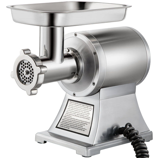 550LB/h Industrial Meat Grinder, 1100W Commercial Mincer, Stainless Steel, 220 RPM, Includes Blades, Plates & Sausage Tubes