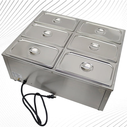 6*1/3 Pots Food Warm Insulation Pots Two Rows Stainless Steel Commercial 110V