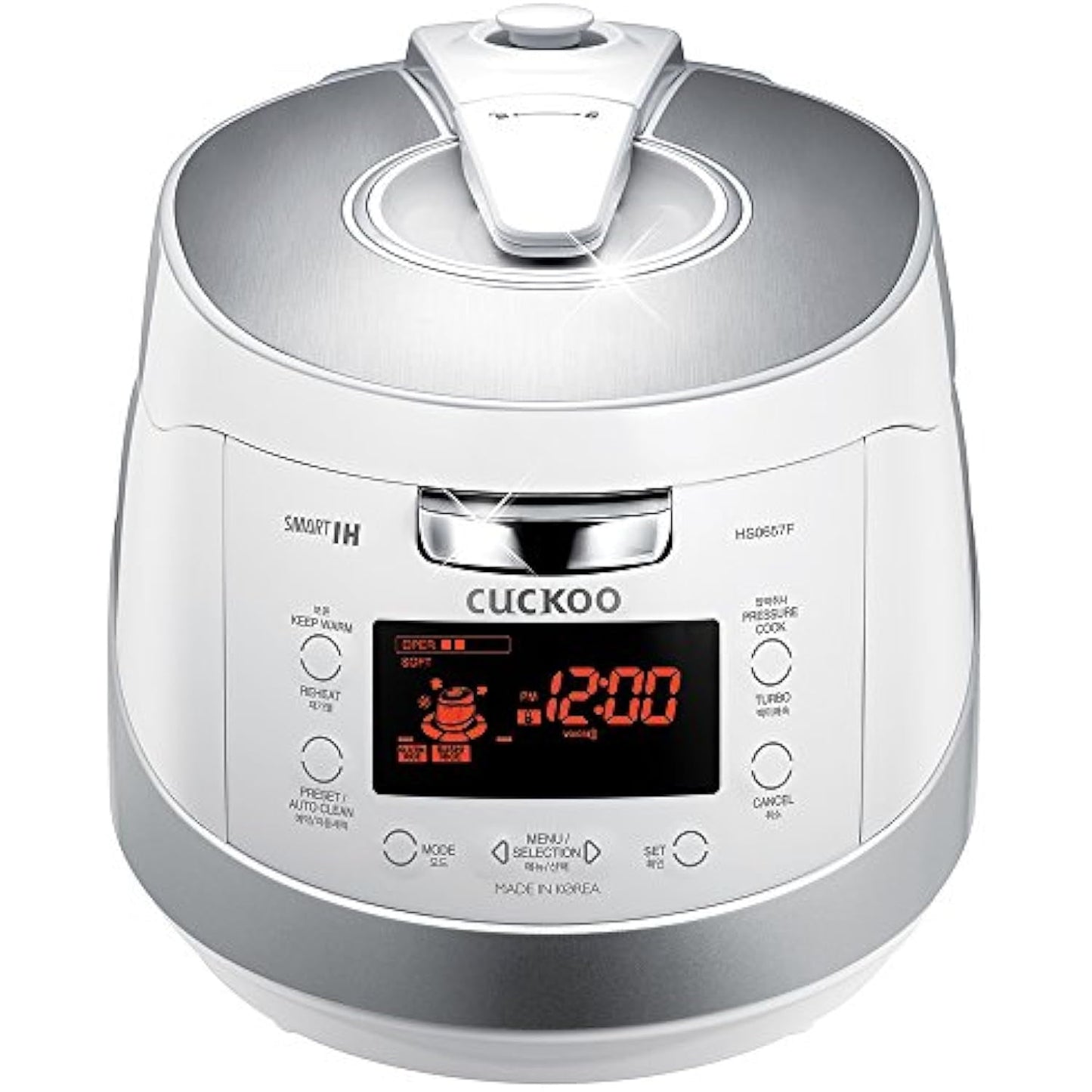 6-Cup (Uncooked) / 12-Cup (Cooked) Induction Heating Pressure Rice Cooker with Nonstick Inner Pot, 16 Menu Modes, Safe Steam Release, Korean Voice Guide, Auto Clean