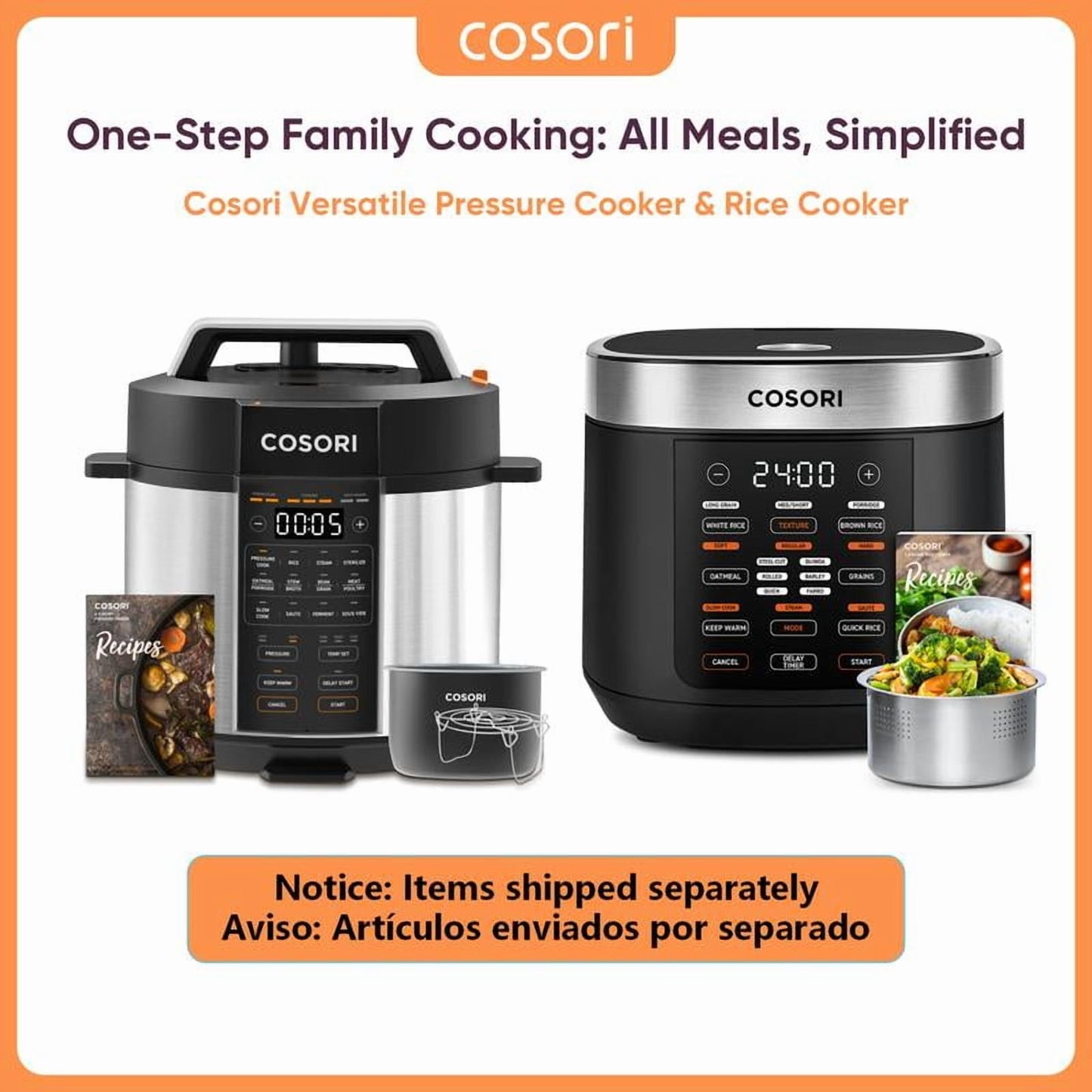 6 Qt & 5 Qt 9-in-1 Electric Pressure Cooker & 18-in-1 Rice Cooker Bundle for Daily Home Cooking - Rice, Sauté, Slow Cook, Steam, Sous Vide, Sterilizer Functions, Stainless Steel & Nonstick Inner Pots