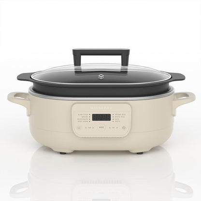 6 Quart Casserole Programmable Slow Cooker Multi-Cooker with 8-in-1 Dutch Oven, Pasta, Wooden Spoon, Nonstick, Oven Safe Pot to 500°F Olive Olive