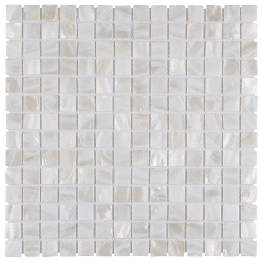 Affinity Tile Conchella Square White 12-in x 12-in Glossy Natural shell Mosaic Wall Tile ( 10.2-sq ft Carton )