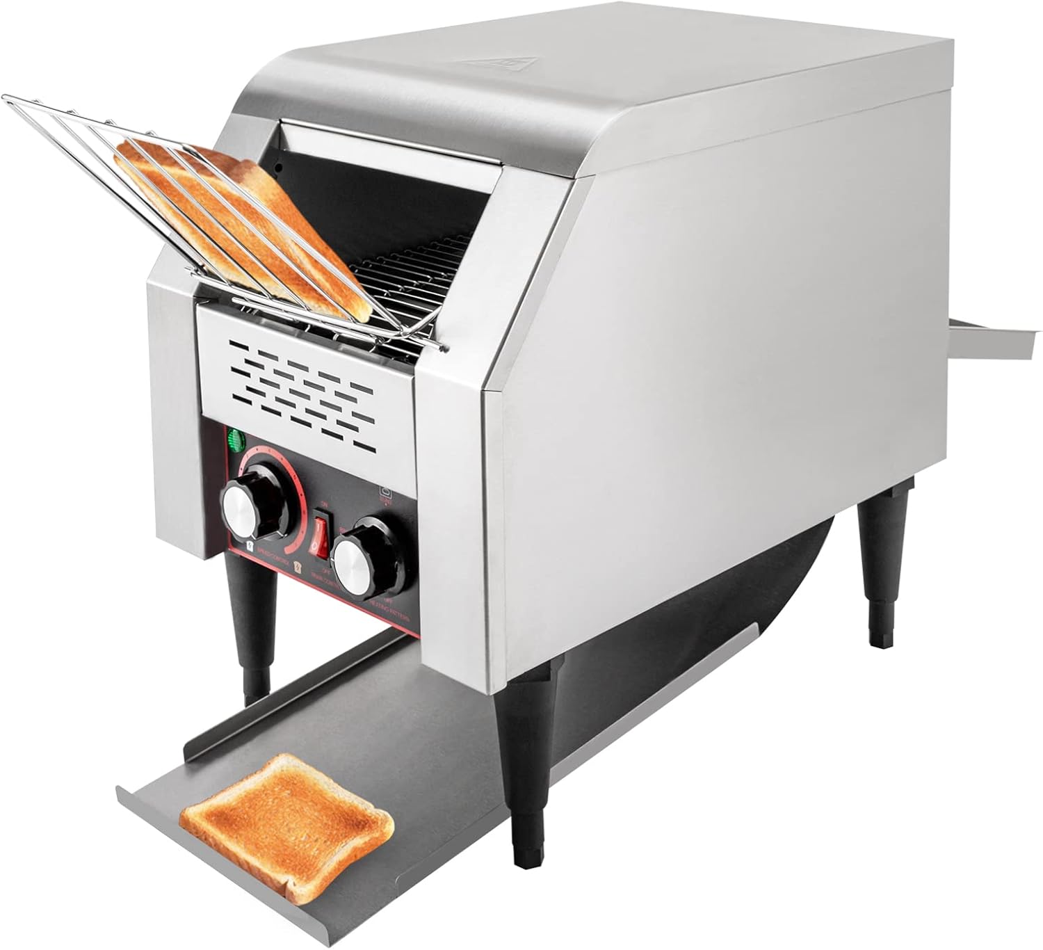 Commercial Conveyor Toaster, Electric Stainless Steel Toaster 150 Slices/H, 1300W Countertop Toaster w/Crumb Tray, Heavy Duty Bread Toaster for Home Restaurants Bakery Use