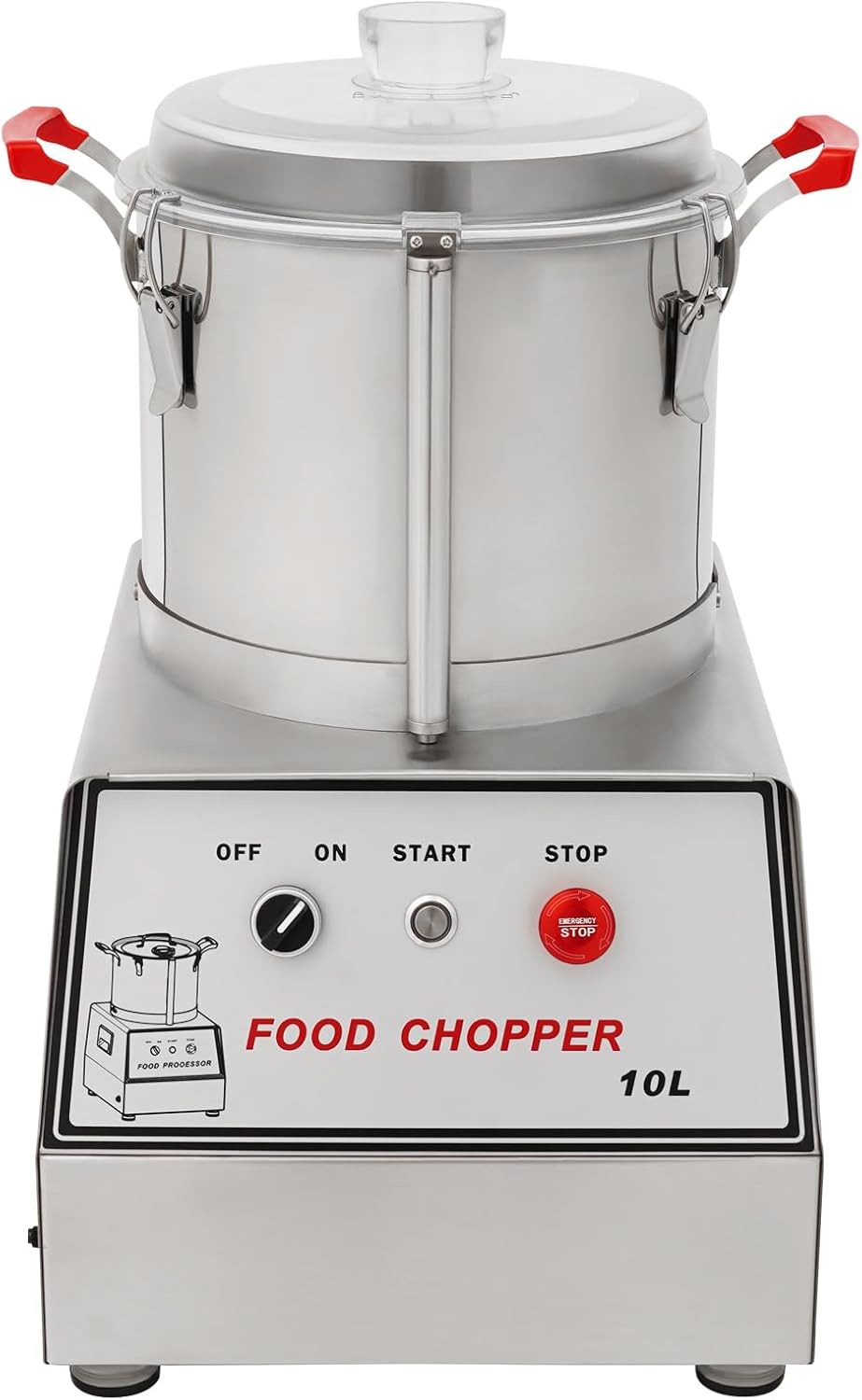 Commercial Food Processor, Electric Food Chopper, Stainless Steel Cutter Machine, Vegetable Grinder, Fruit Grinder, Meat Chopper, Food Processing Equipment, 2.64Gal, 1100W, 1400RPM (2.64Gal)