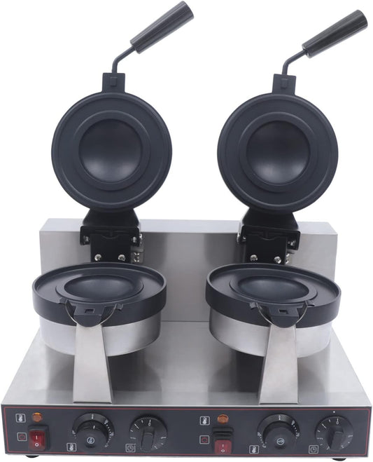 2400W Multifuncional Double Round Head Burger Waffle Maker, Electric Burger Waffle Maker, Nonstick Coating & Timing Function, for Burgers, Sandwish, Bread