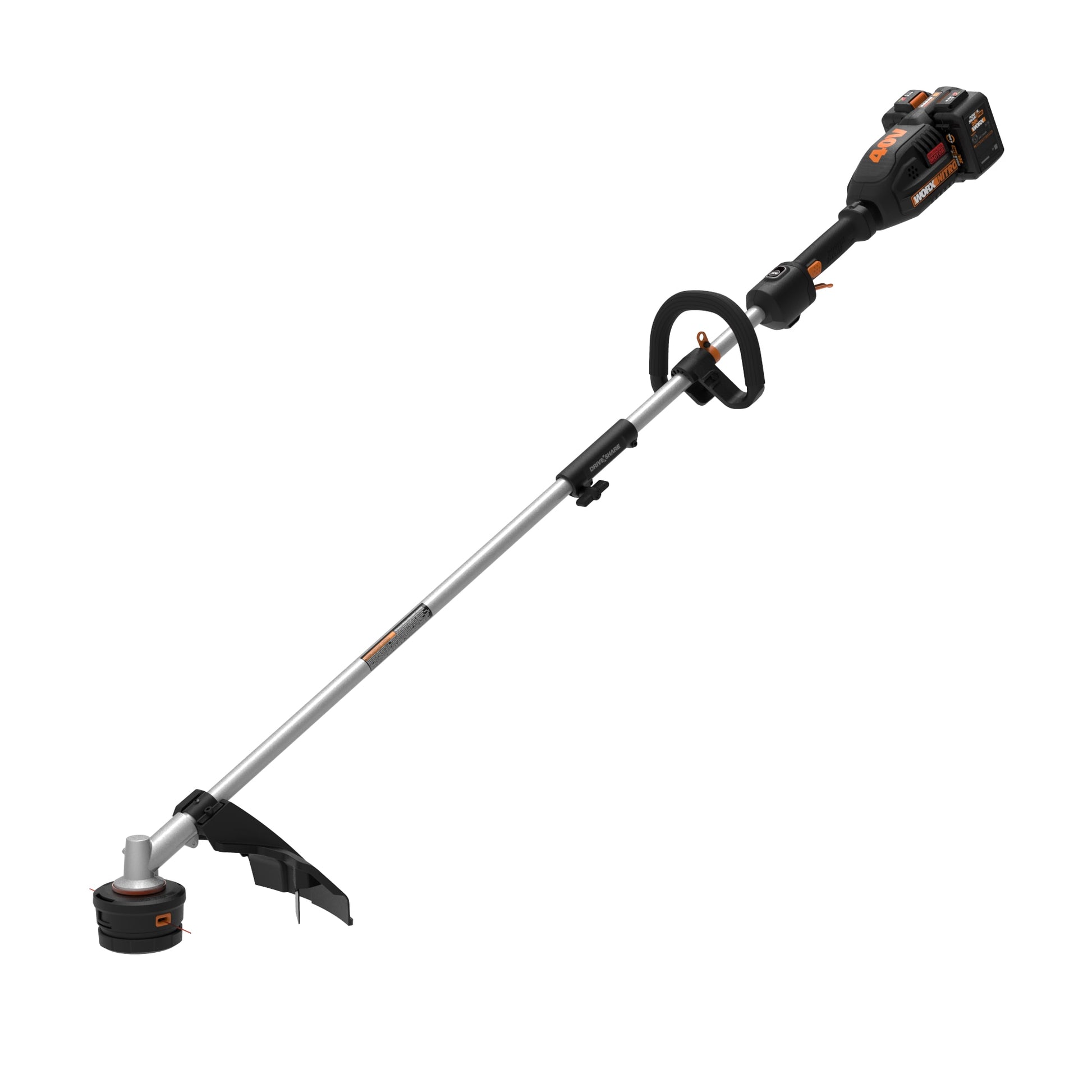 WORX Nitro Power Share 40-volt Max 15-in Straight Shaft Attachment Capable Battery String Trimmer 4 Ah (Battery and Charger Included) WG186