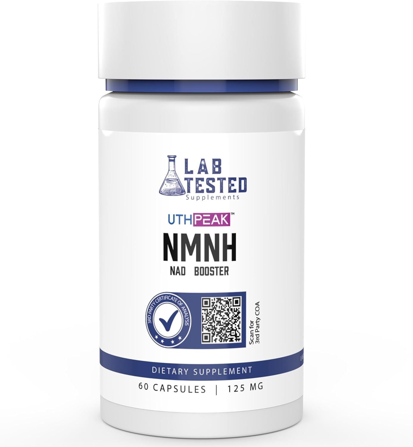 NMNH (UthPeak) - NAD Booster - Dihydronicotinamide Mononucleotide - 3rd Party COA Provided - 250 mg per Serving - 60 125mg Capsules