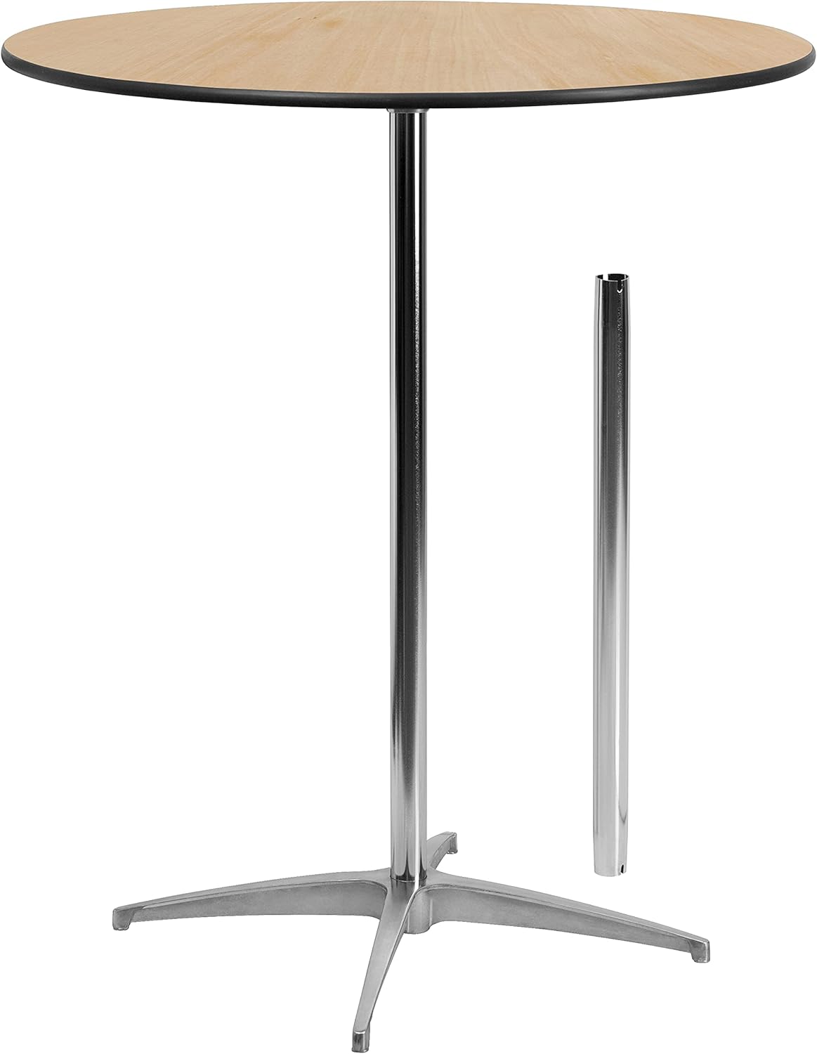 Flash Furniture Lars 36'' Round Wood Cocktail Table with 30'' and 42'' Columns, Wood Bar Height Table for Commercial or Residential Use, Natural