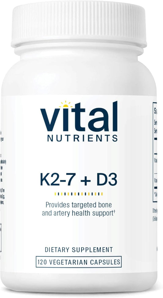 Vital Nutrients Vitamin D3 + K2 | 2000 IU | Vitamin D3 K2 Supplement | Vitamin D Complex for Healthy Calcium Levels, Muscle & Bone Health | Gluten, Dairy, Soy Free | 120 Capsules