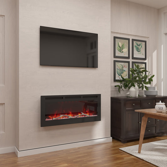 Mondawe 42-in W Black Fan-forced Electric Fireplace WF-ZHX-RFP-42