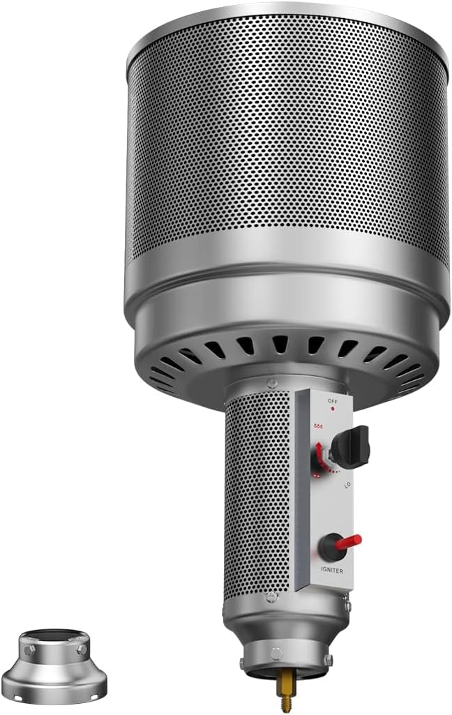 SafBbcue Outdoor Heater Top Replacement Parts 48,000 BTU Propane Heater Burner Head, Outdoor Patio Heater Head with 2 Shaft Connectors, 304 Stainless Steel Outdoor Natural Gas Patio Heater for Patio