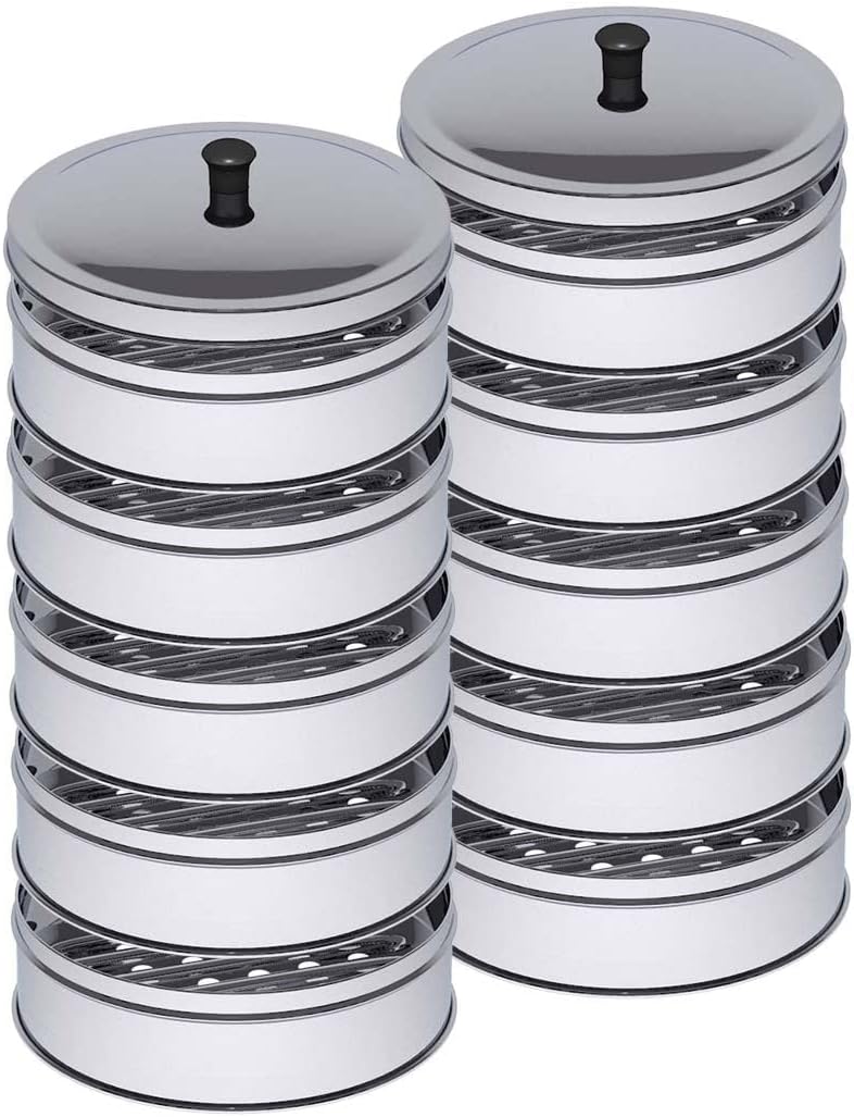 SOGA 2X 5 Tier Stainless Steel Steamers with Lid Work Inside of Basket Pot Steamers 25cm