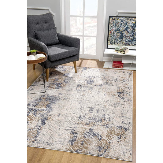 HomeRoots 7 x 10 (ft) Beige Rectangular Indoor Abstract Area rug