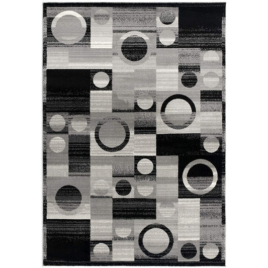 HomeRoots 7 x 9 (ft) Olefin Grey Rectangular Indoor Abstract Area rug