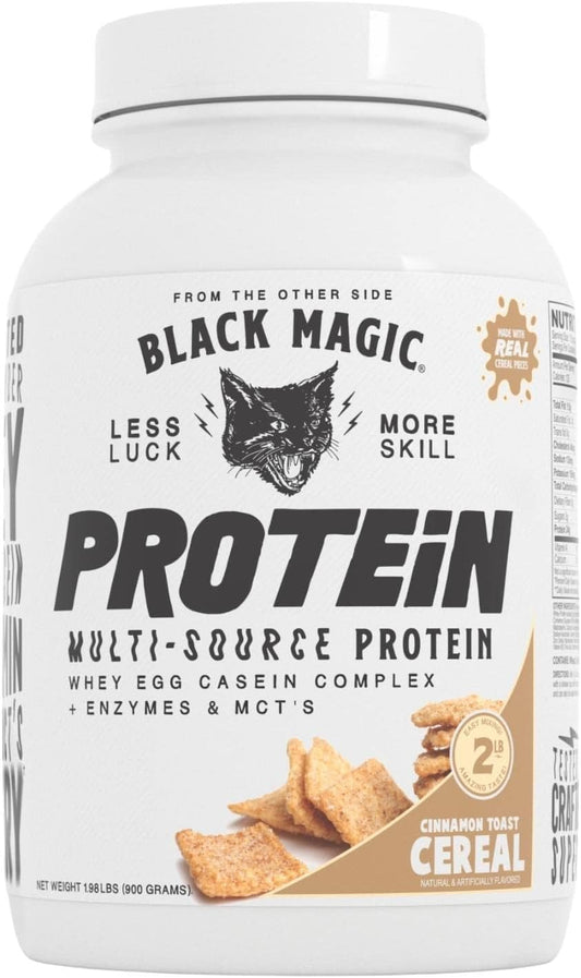 Black Magic Protein Powder Whey Egg Casein Complex + Enzymes & MCT's Recovery 2lbs Cinnamon Toast Cereal Flavor