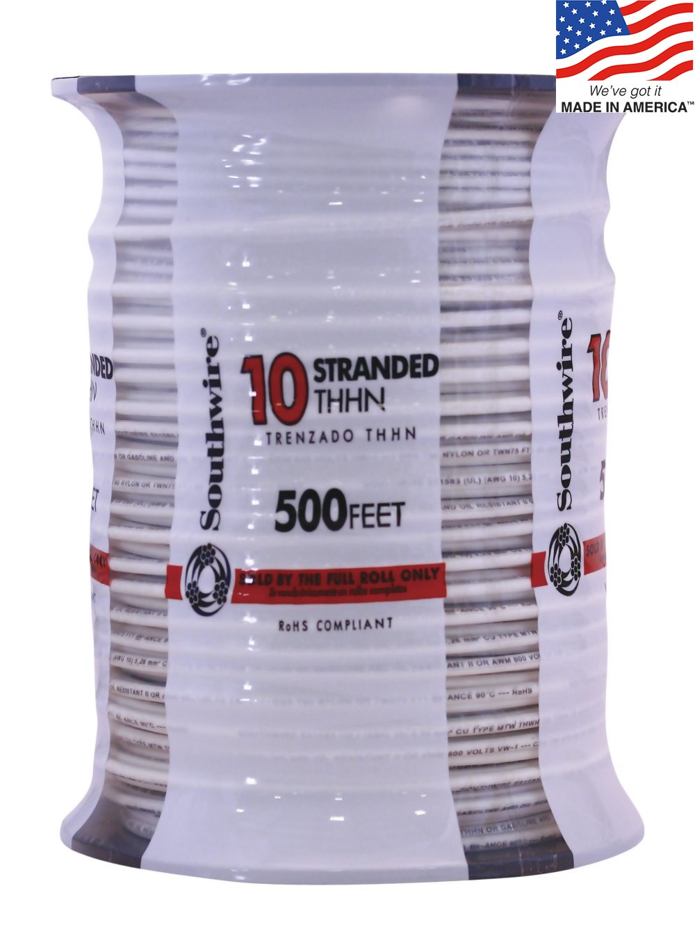 Southwire 500-ft 10-AWG White Stranded Copper Thhn Wire (By-the-roll) 22974057