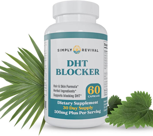 DHT Blocker for Men & Women – Saw Palmetto Herbal Supplement for Hair Growth – Supports Regrowth, Reduces Shedding, Strengthens Hair & Scalp – 60 Capsules